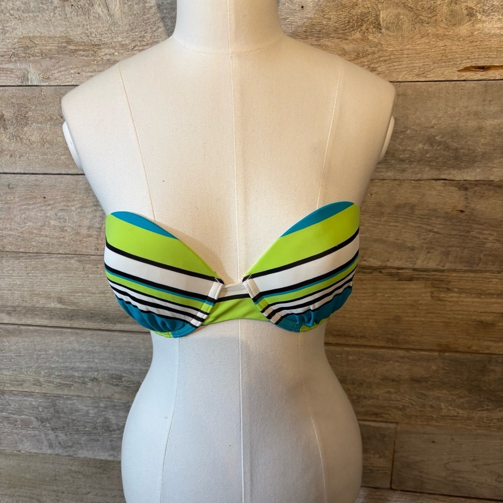 La Vie En Rose‎ Aqua women's striped strapless bikini top size small